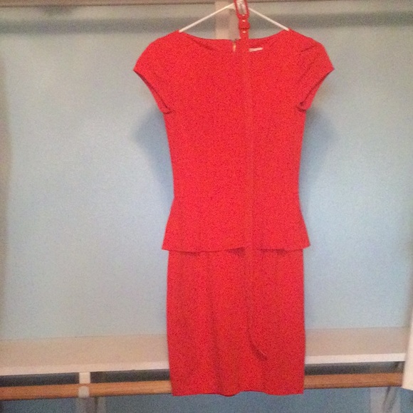 Cache Orange Peplum Dress, Size 2, with Belt - Picture 5 of 10